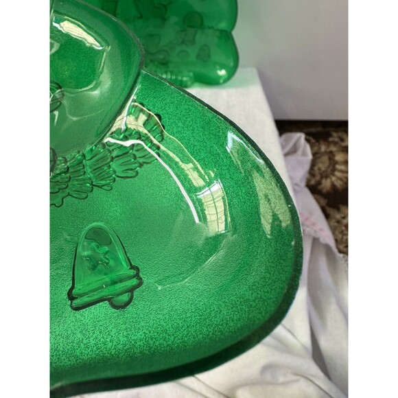 Vintage 3 PC  plastic Christmas Serving Tray Set 3 Green Christmas tree Trays - Picture 6 of 10